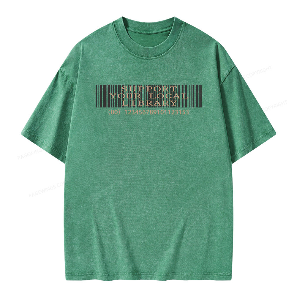 Pagewings Support Your Local Library Unisex Washed T-shirt