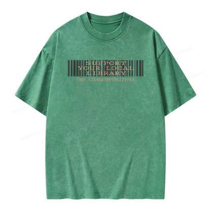 Pagewings Support Your Local Library Unisex Washed T-shirt