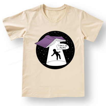 Pagewings Take Me Away Books V-neck T-shirt