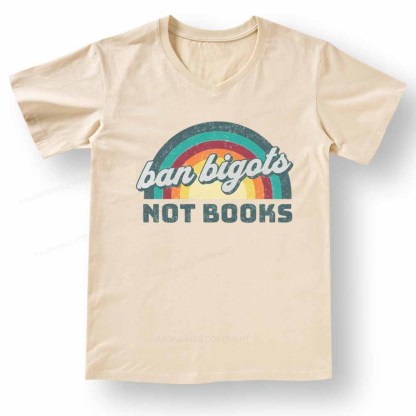 Pagewings Ban Bigots Not Books V-neck T-shirt