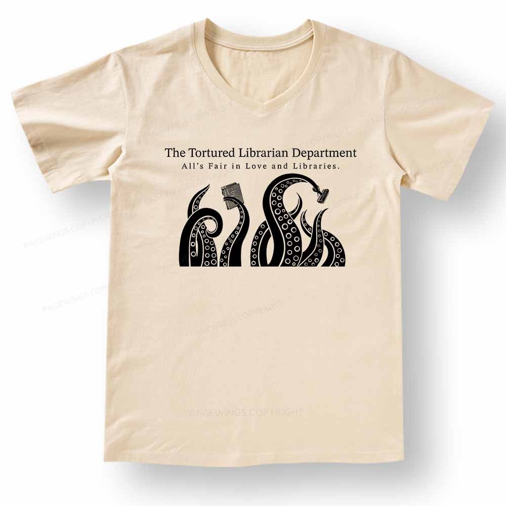 Pagewings The Tortured Librarian Department V-neck T-shirt