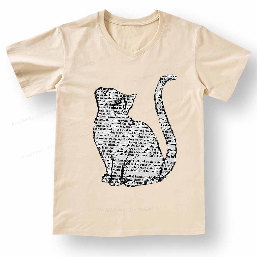Pagewings Lots Of Books And Cute Cats V-neck T-shirt