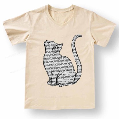 Pagewings Lots Of Books And Cute Cats V-neck T-shirt