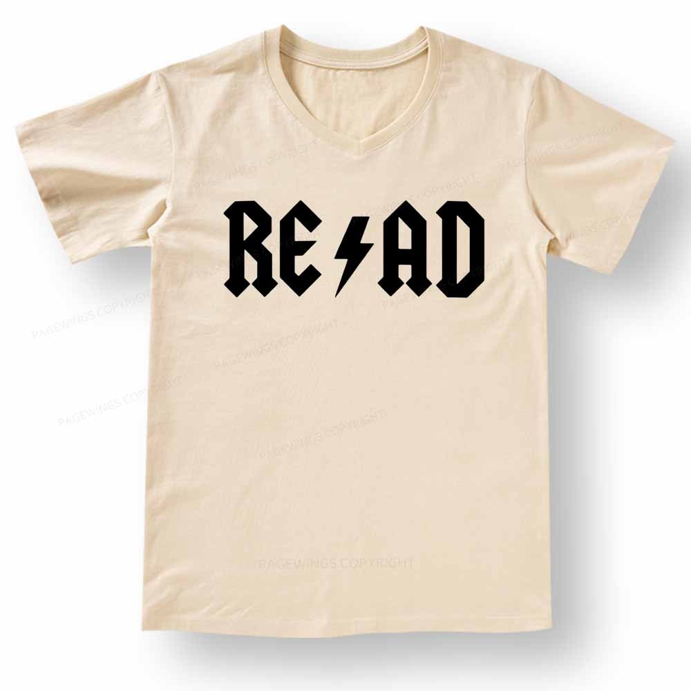 Pagewings Read Back In The Library "rock And Roll" V-neck T-shirt