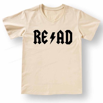 Pagewings Read Back In The Library "rock And Roll" V-neck T-shirt