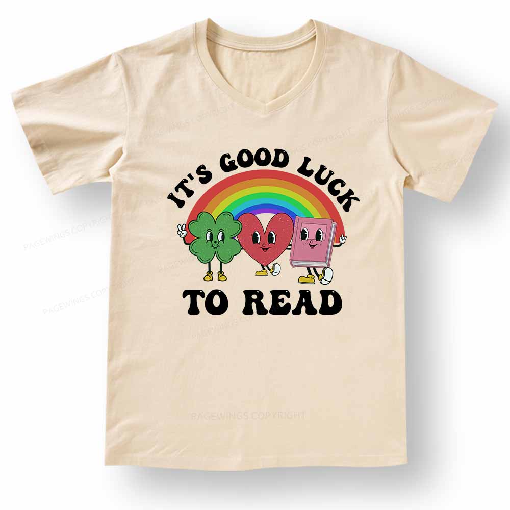 Pagewings St. Patrick's Day Librarian V-neck T-shirt