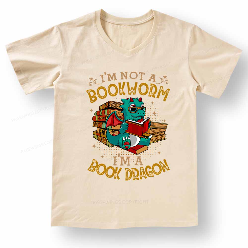 Pagewings Book Dragon V-neck T-shirt
