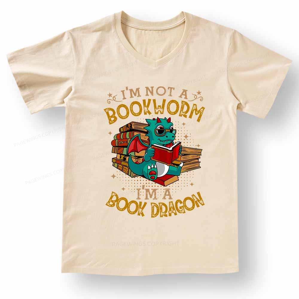 Pagewings Book Dragon V-neck T-shirt
