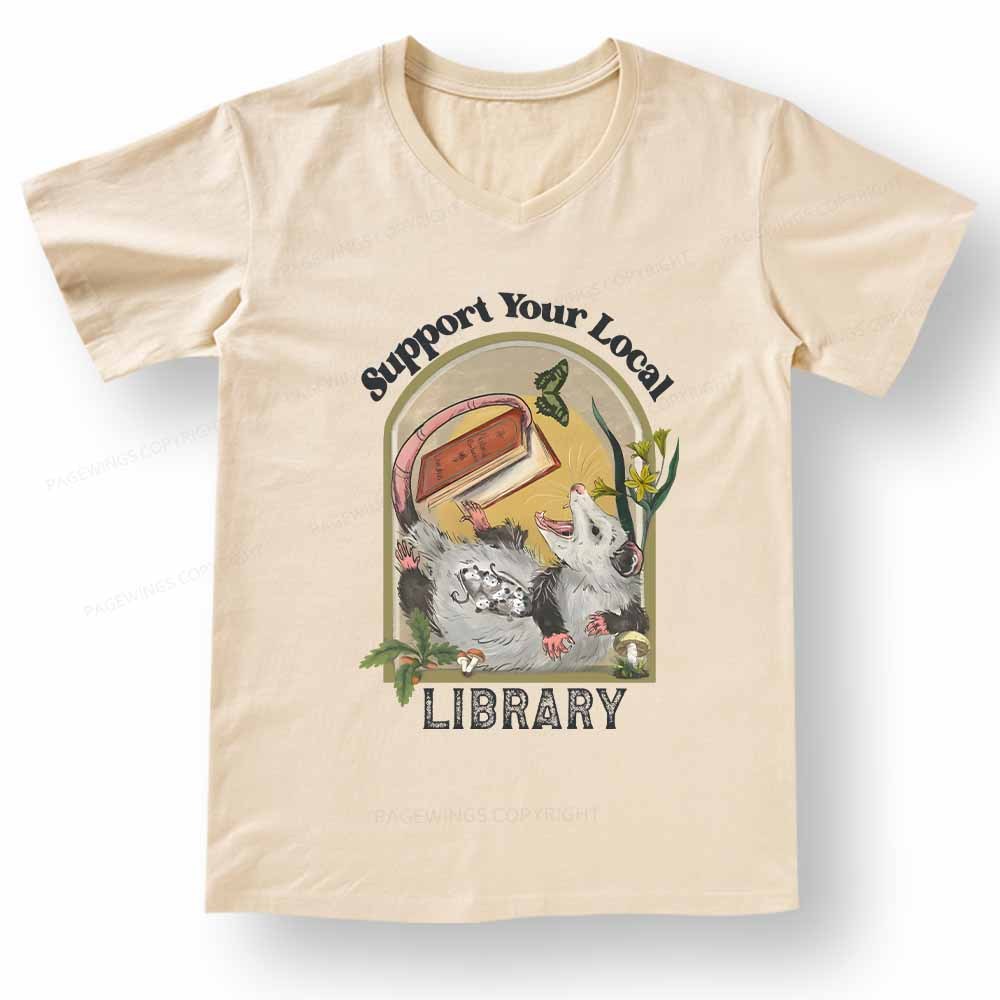 Pagewings Library Readers Make Leaders Jersey Short Sleeve Tee V-neck T-shirt
