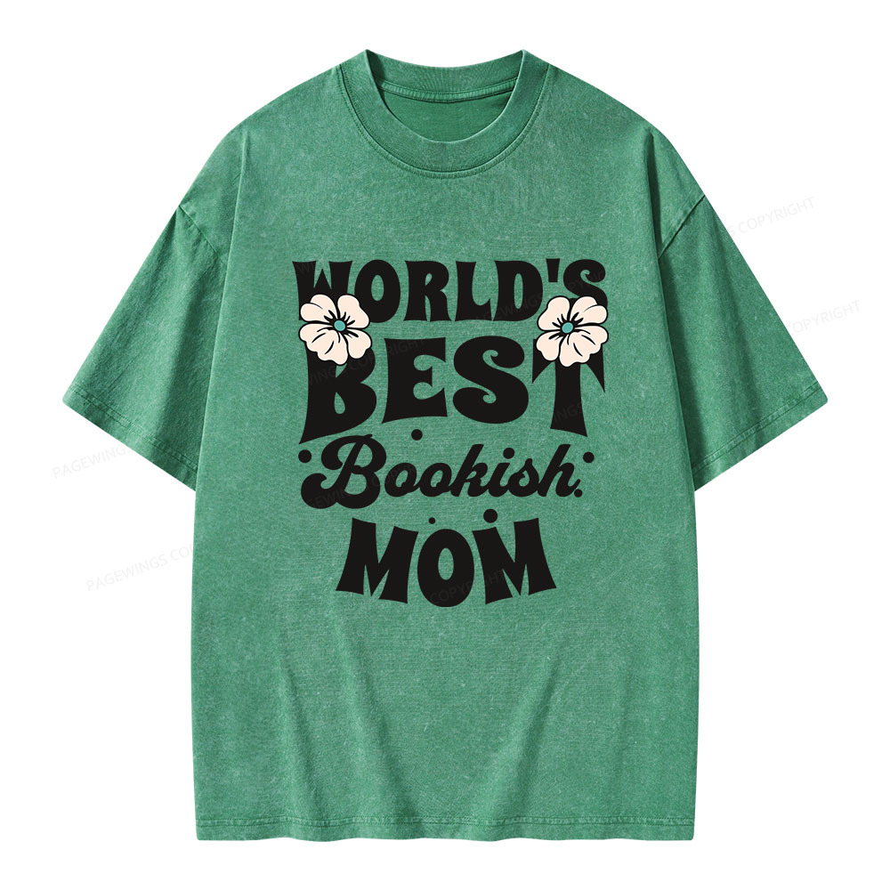 Pagewings World's Brsy Bookish Mom Unisex Washed T-shirt