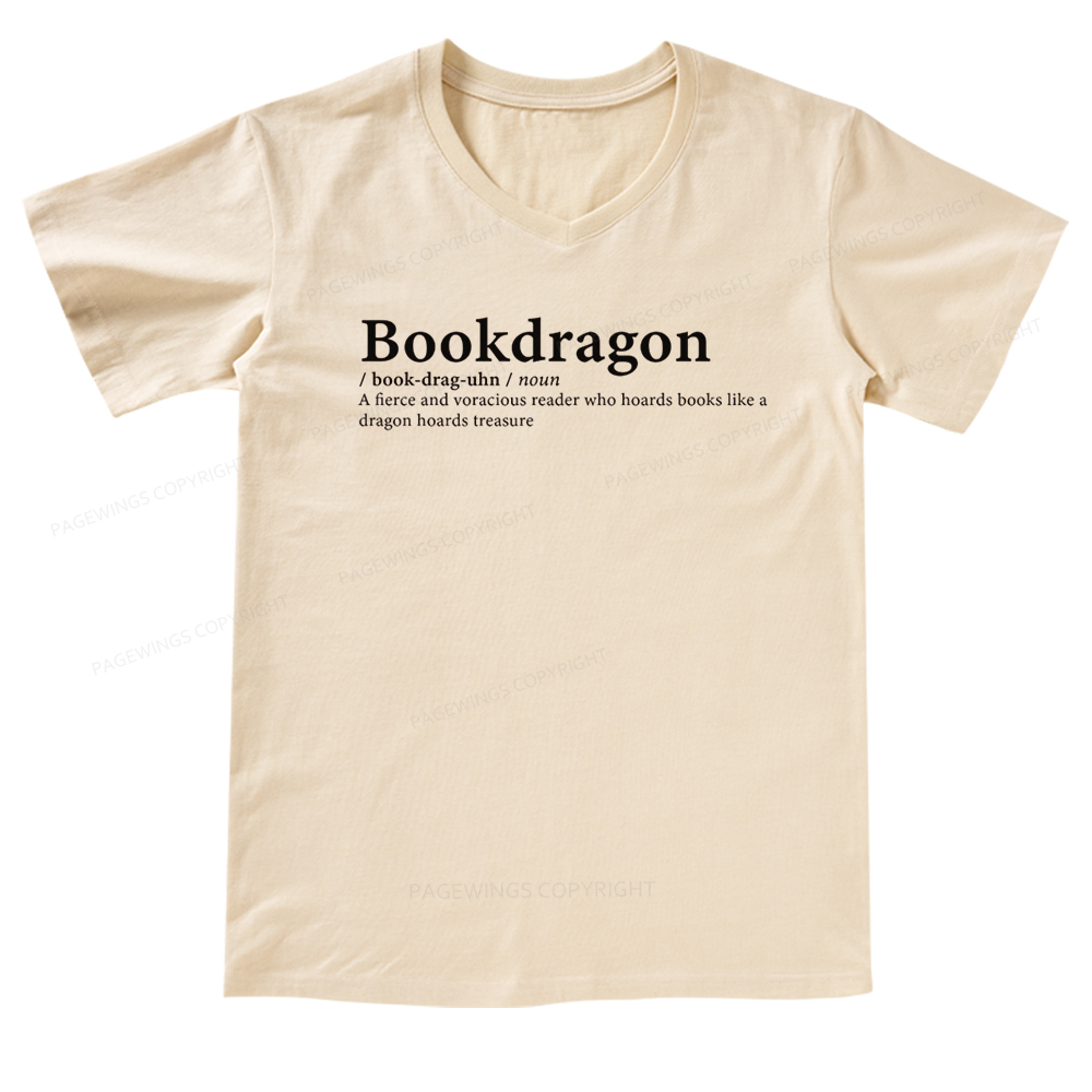 Pagewings Bookdragon: Journey Through Words book lover V-neck T-shirt