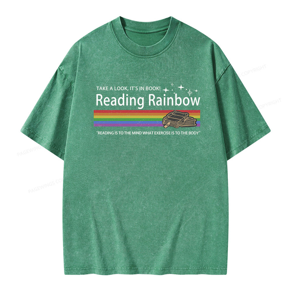 Pagewings Reading Rainbow Unisex Washed T-shirt