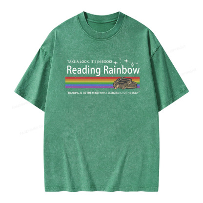 Pagewings Reading Rainbow Unisex Washed T-shirt