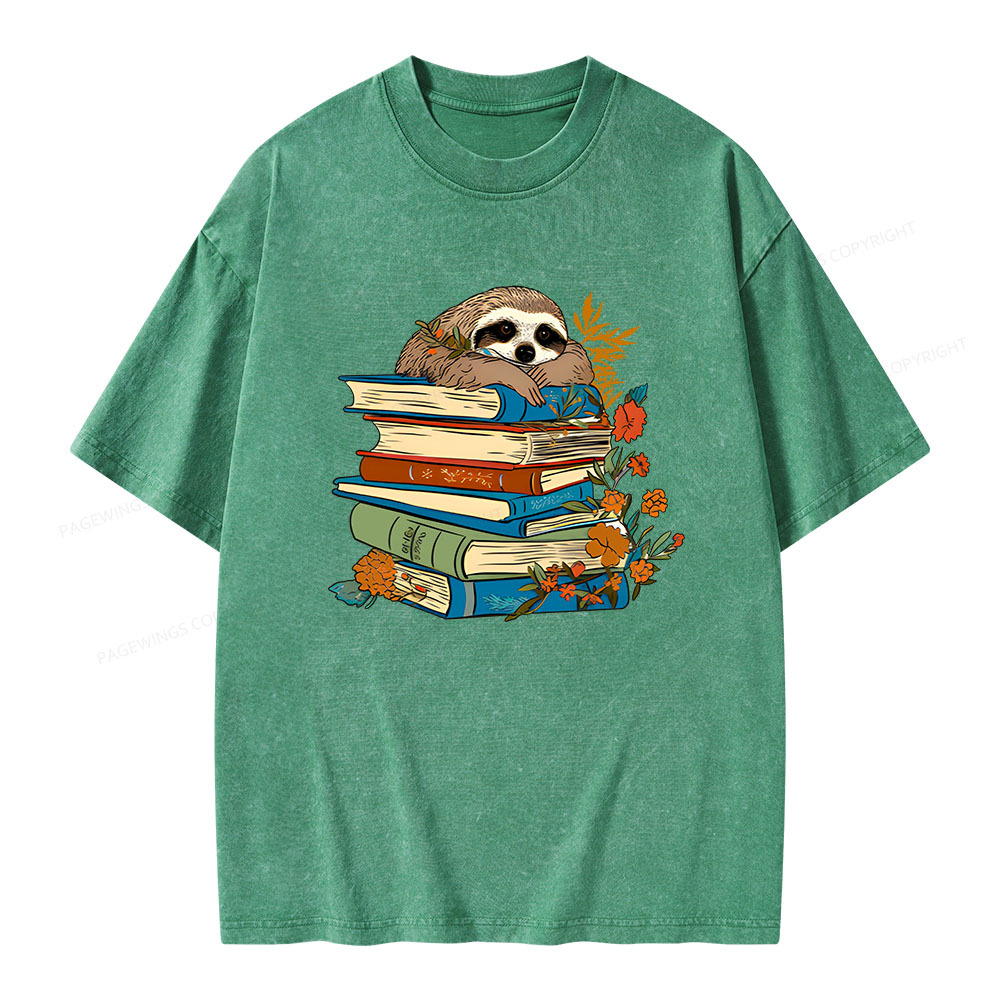 Pagewings Sloth And Stories Unisex Washed T-shirt