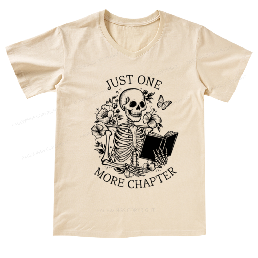 Pagewings One More Chapter Skeleton V-neck T-shirt