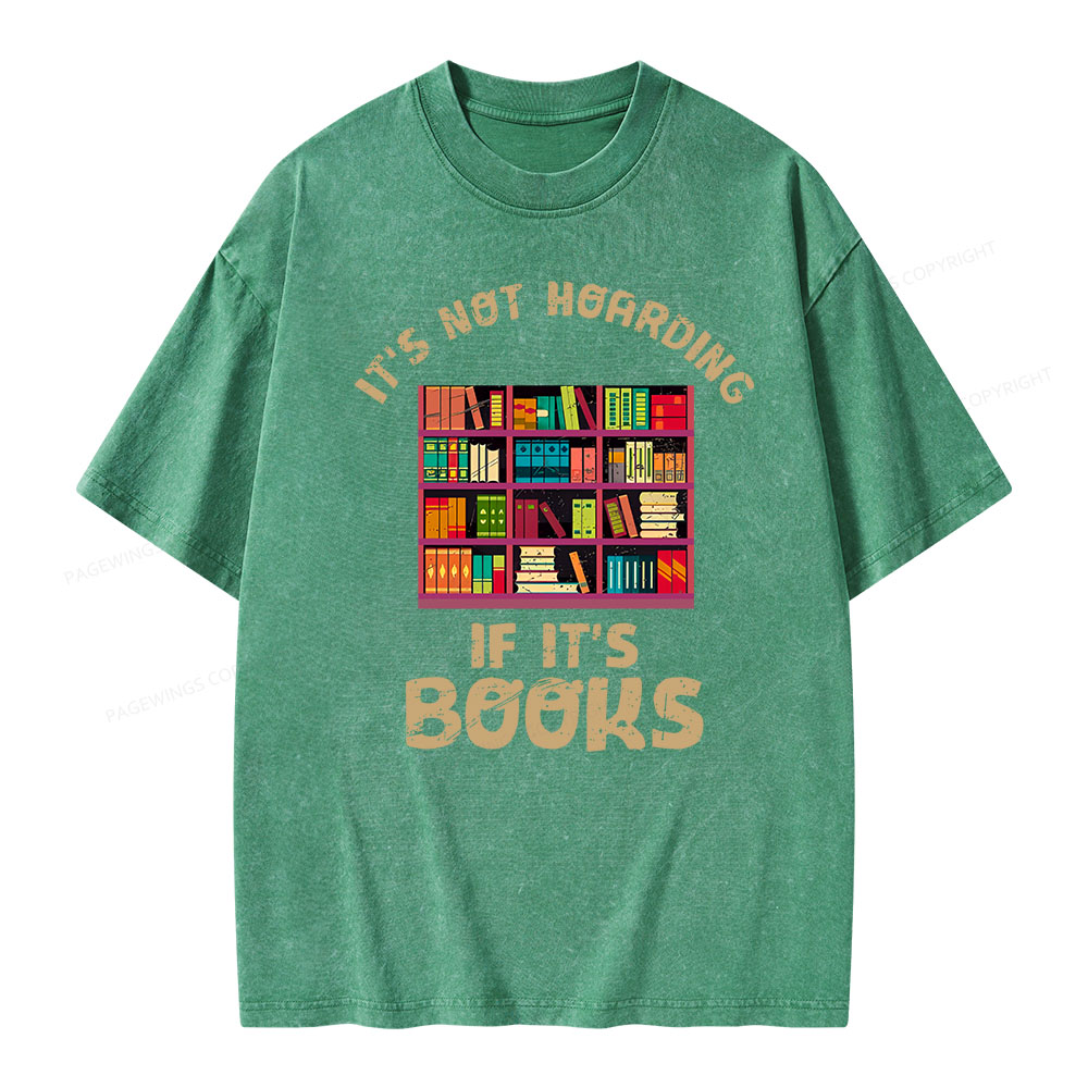 Pagewings Bookshelf Set Of Stacks Of Books Stock Unisex Washed T-shirt