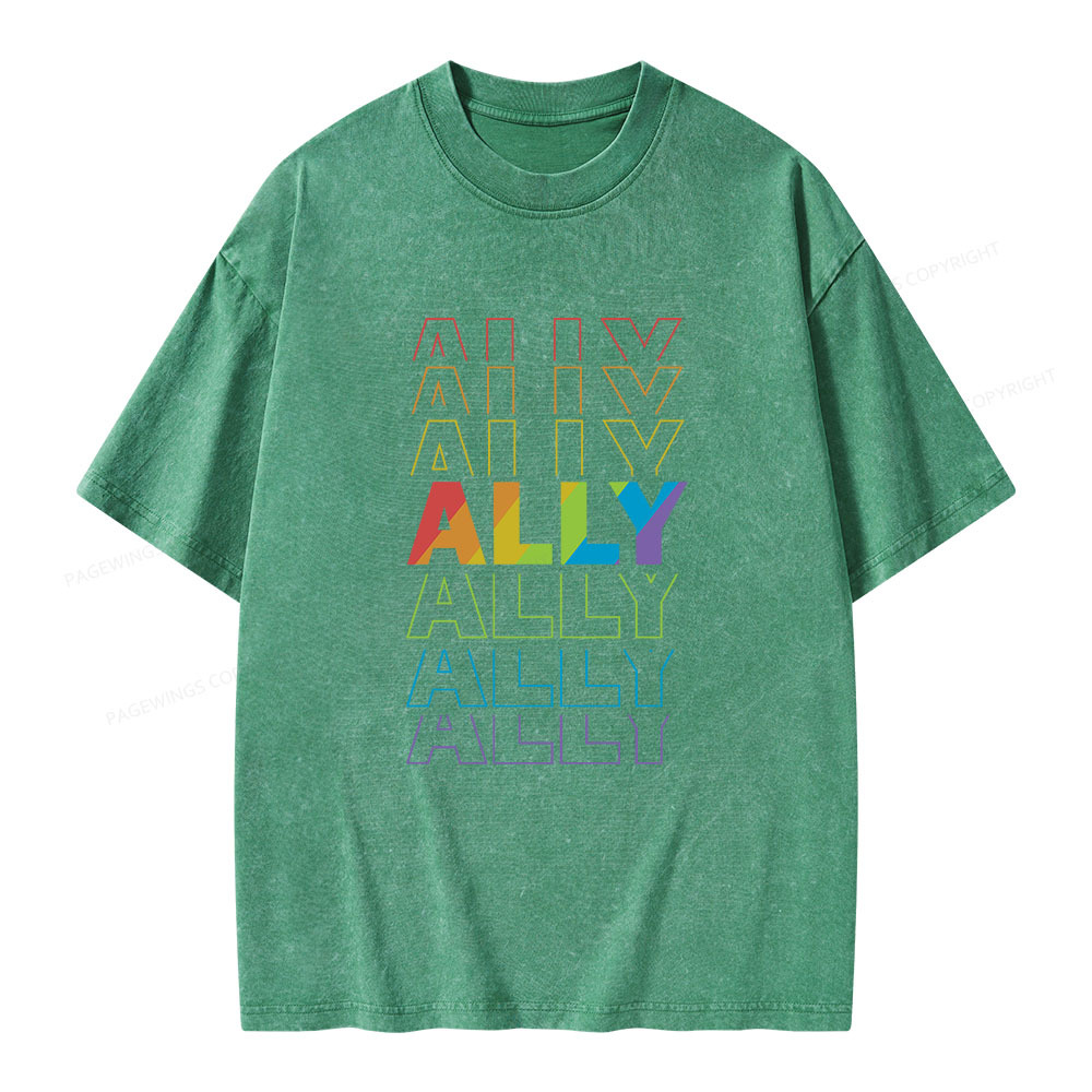 Pagewings LGBTQ Ally Unisex Washed T-shirt