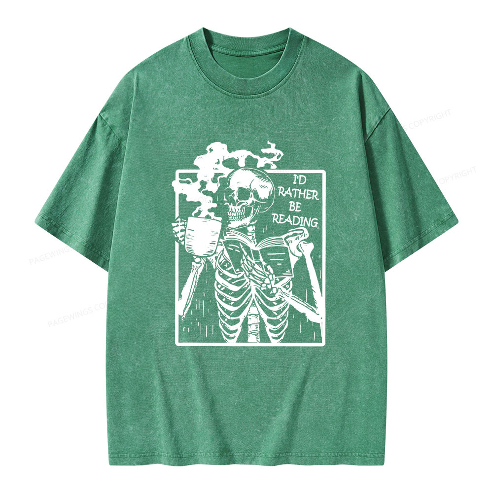 Pagewings I’d Rather Be Reading Unisex Washed T-shirt