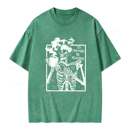 Pagewings I’d Rather Be Reading Unisex Washed T-shirt
