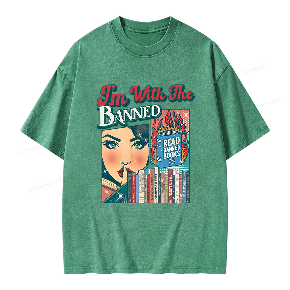 Pagewings I’m With the Banned Unisex Washed T-shirt