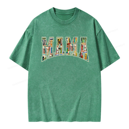 Pagewings About MAMA's Bookshelf Unisex Washed T-shirt