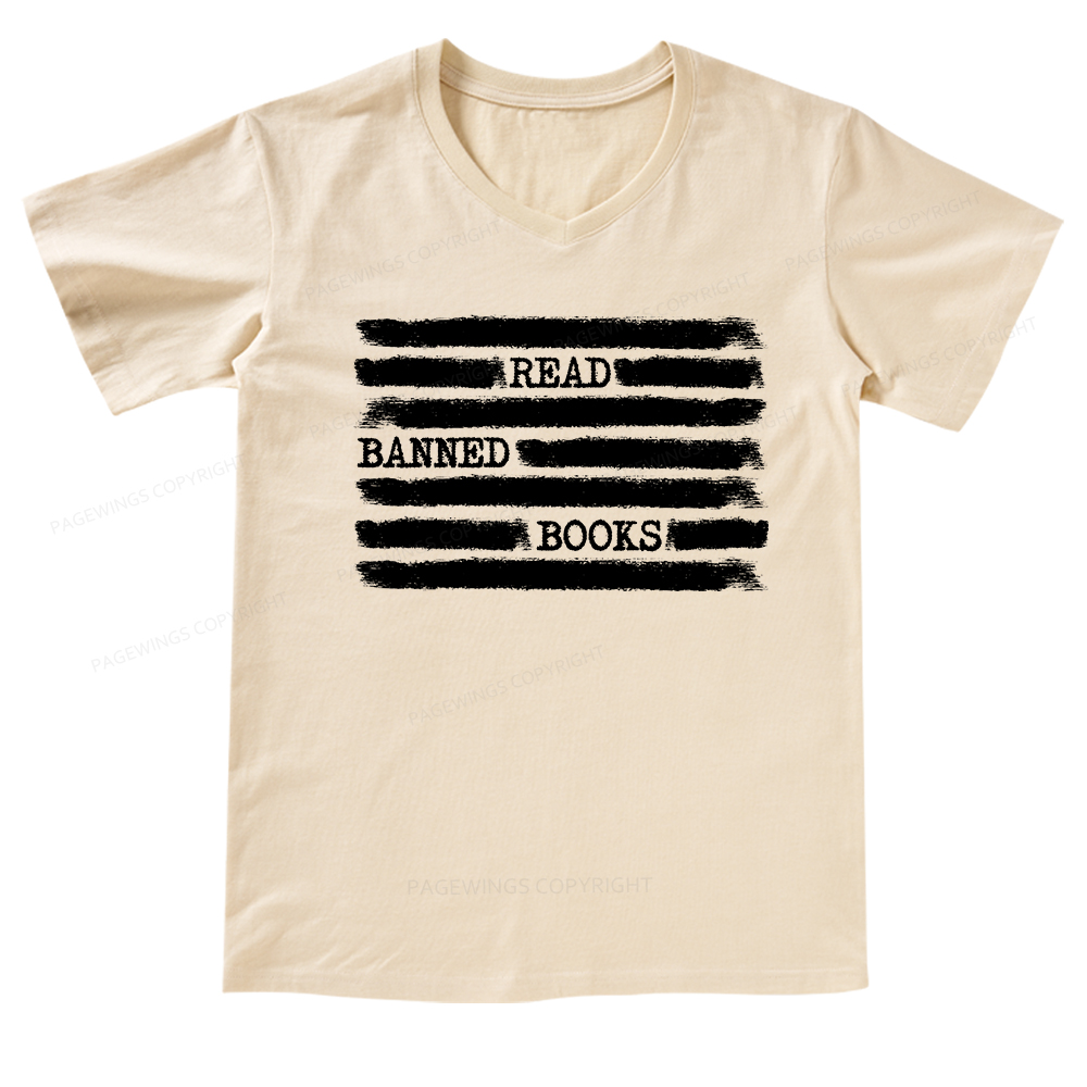 Pagewings Read Banned Books Bookworm Librarian T-Shirt V-neck T-shirt