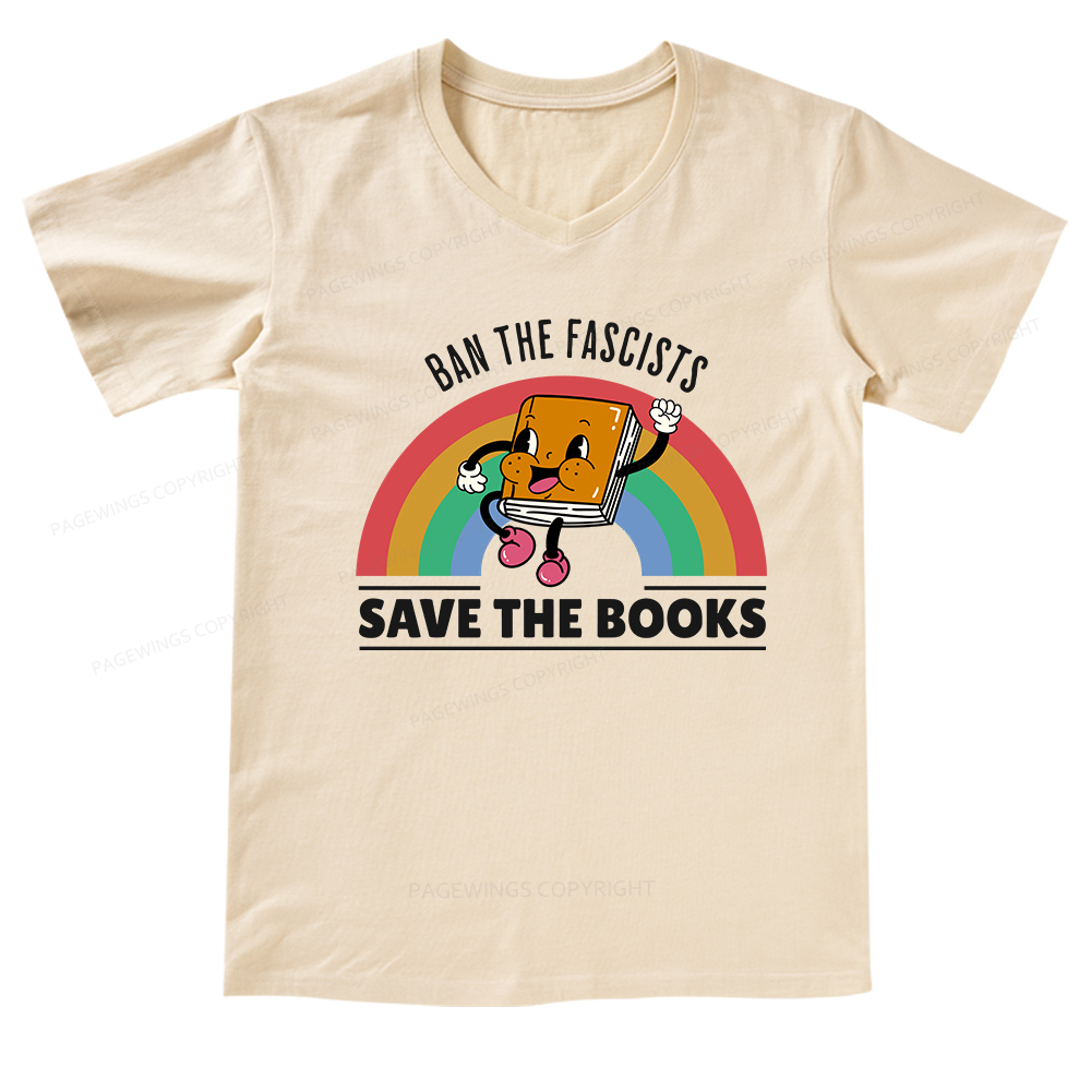 Pagewings Ban The Fascists Save The Books Shirt V-neck T-shirt
