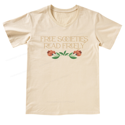 Pagewings Free Societies Read Freely V-neck T-shirt