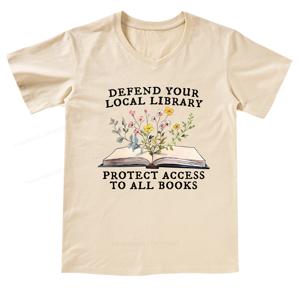 Pagewings Books Save Lives Protect Libraries V-neck T-shirt