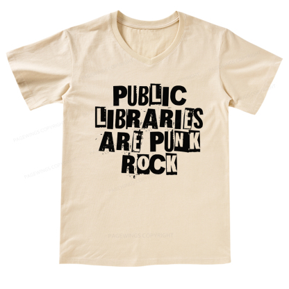 Pagewings Public Libraries Are Punk Rock V-neck T-shirt