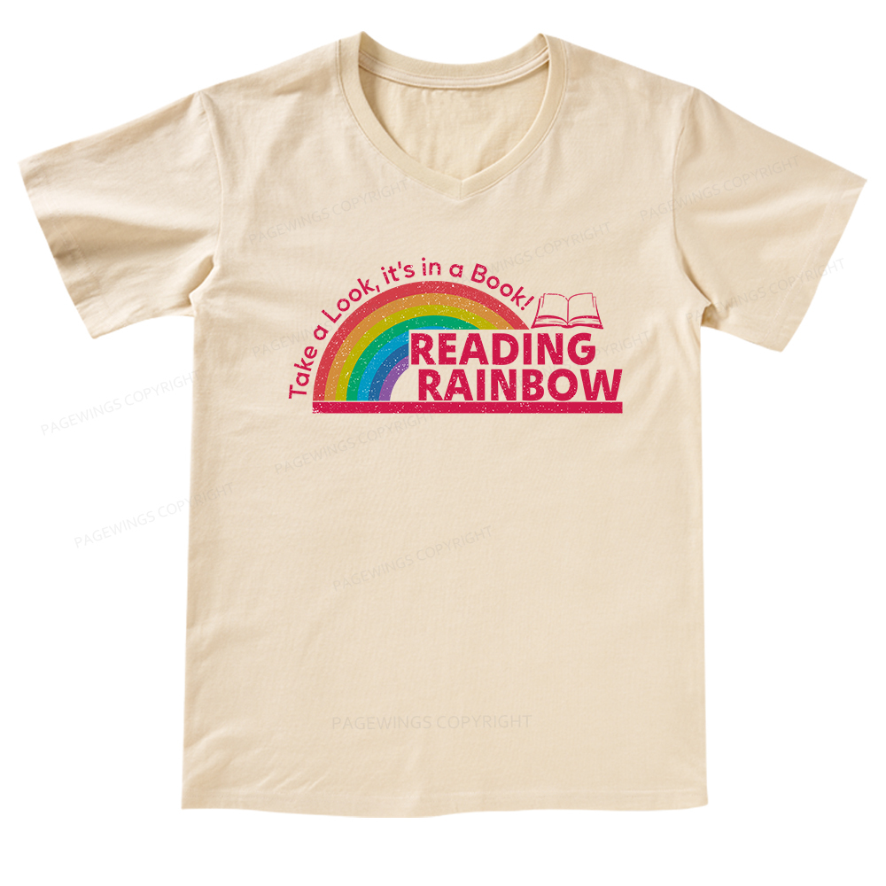 Pagewings Reading Rainbow V-neck T-shirt
