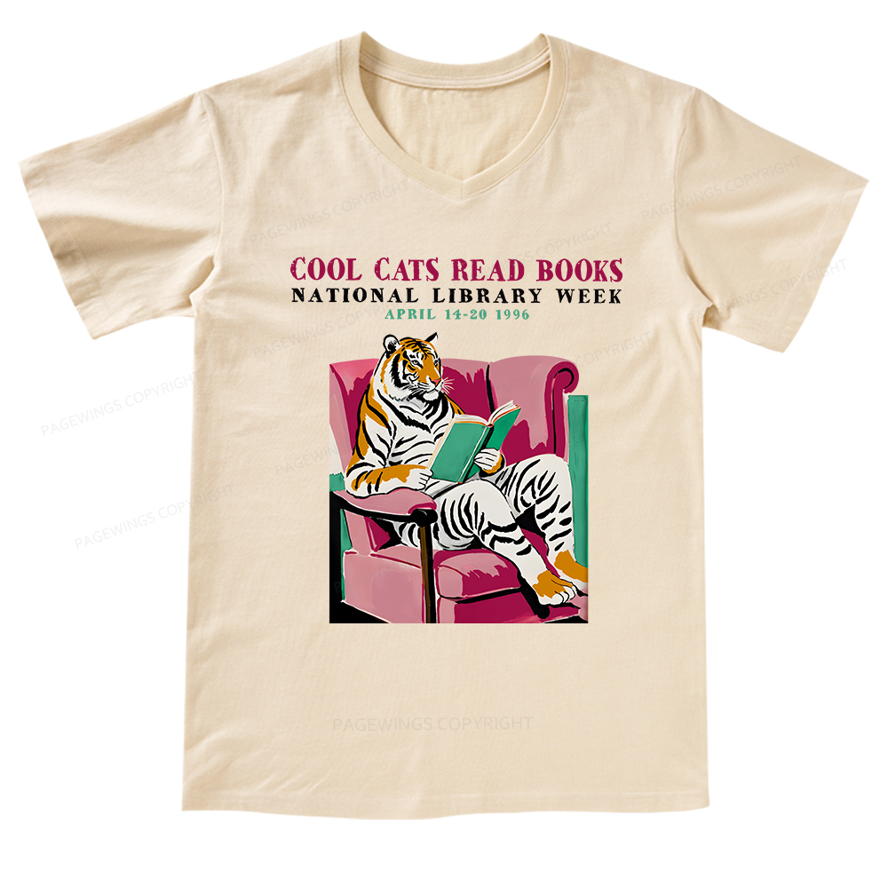 Pagewings Library Week Poster 1996 V-neck T-shirt