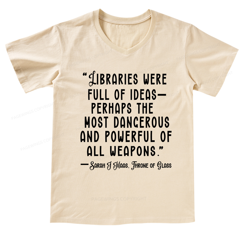 Pagewings Libraries Were Full Of Ideas V-neck T-shirt