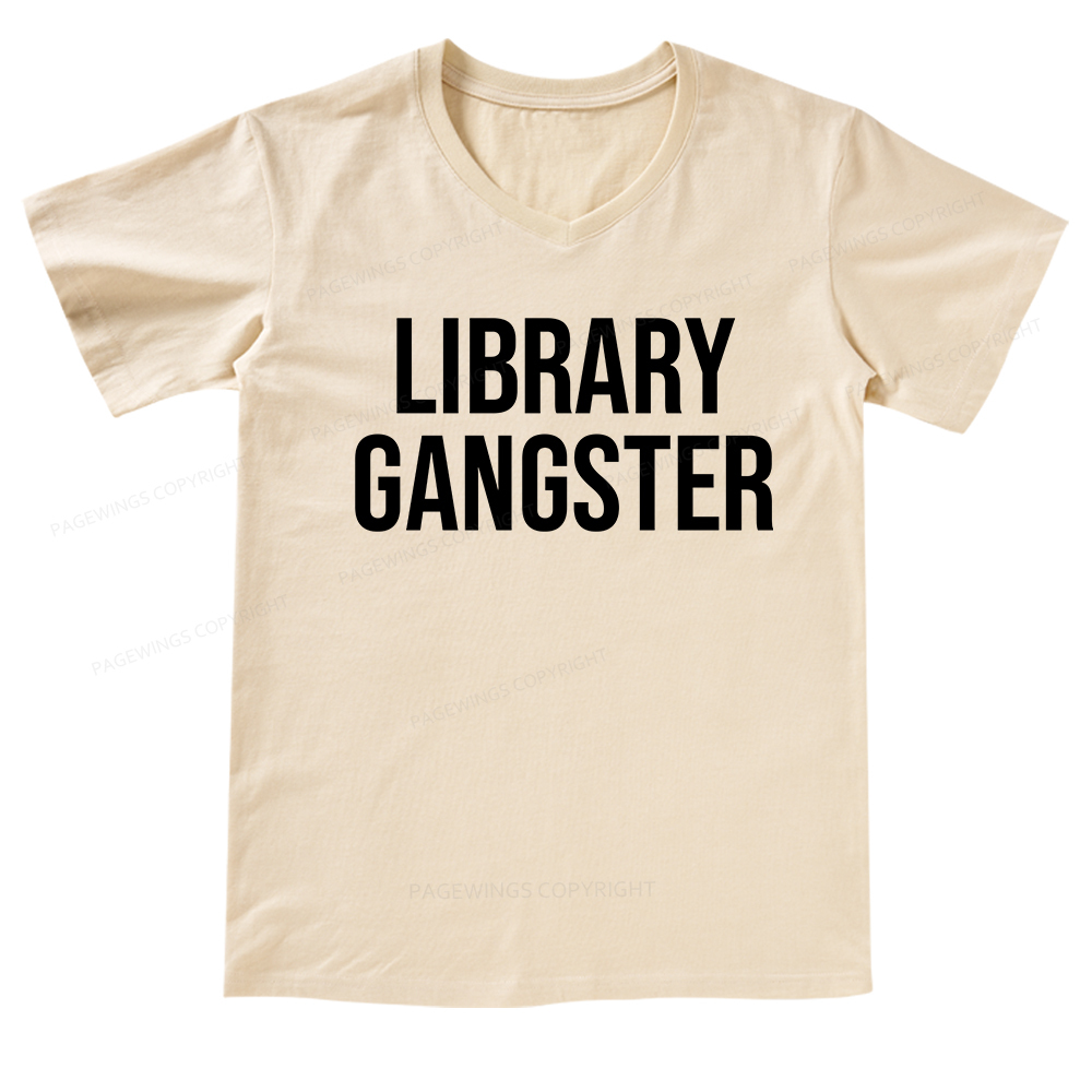 Pagewings Library Gangster V-neck T-shirt