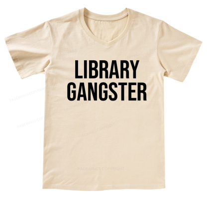 Pagewings Library Gangster V-neck T-shirt