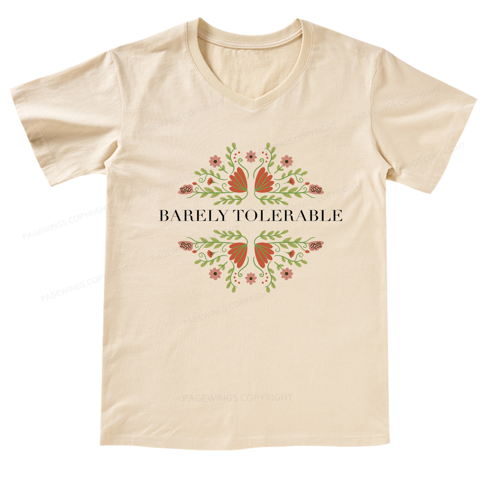 Pagewings Barely Tolerable V-neck T-shirt