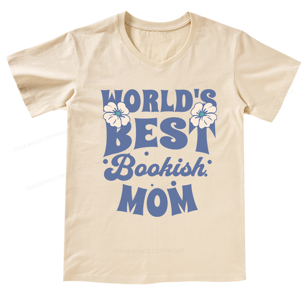 Pagewings World's Brsy Bookish Mom V-neck T-shirt