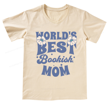 Pagewings World's Brsy Bookish Mom V-neck T-shirt