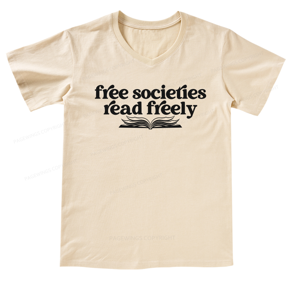 Pagewings Stop Book Banning V-neck T-shirt