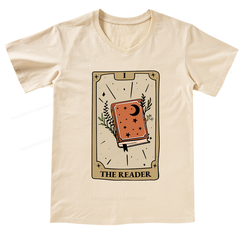 Pagewings The Reader Tarot Card V-neck T-shirt