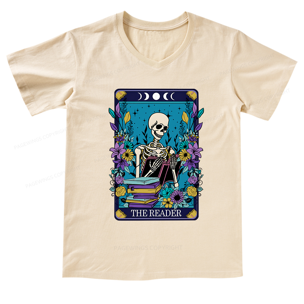 Pagewings The Reader Tarot Card Shirt V-neck T-shirt