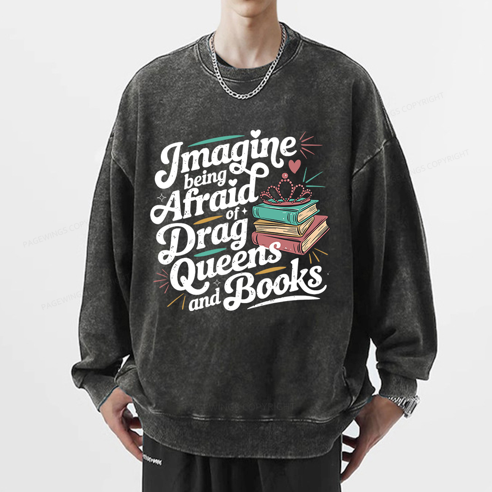 Pagewings Book Lover Gift For Bookworm Unisex Washed Sweatshirt