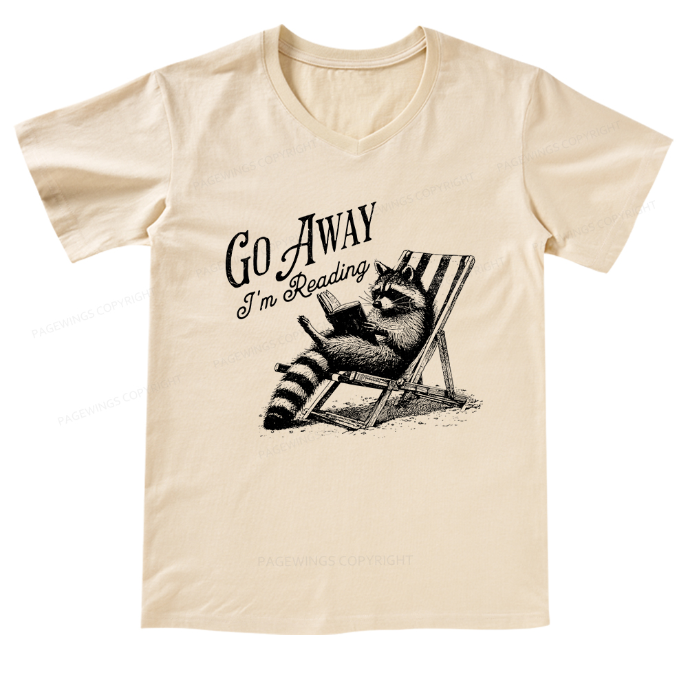 Pagewings Funny Raccoon Book Lover V-neck T-shirt
