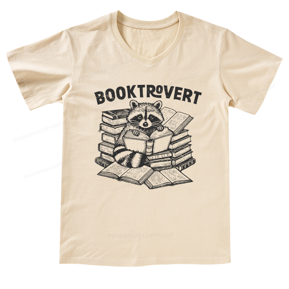 Pagewings A Raccoon Reading Seriously V-neck T-shirt