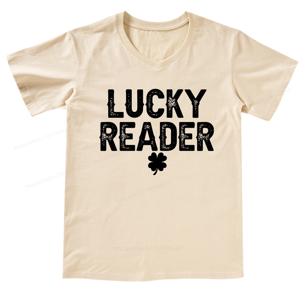 Pagewings Lucky Reader V-neck T-shirt