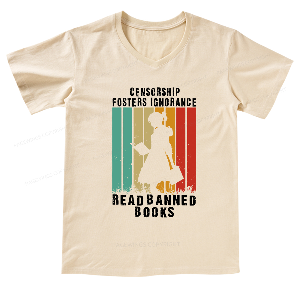 Pagewings Banned Books Vintage V-neck T-shirt