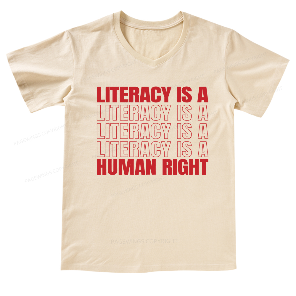 Pagewings Literacy Is A Human Right V-neck T-shirt