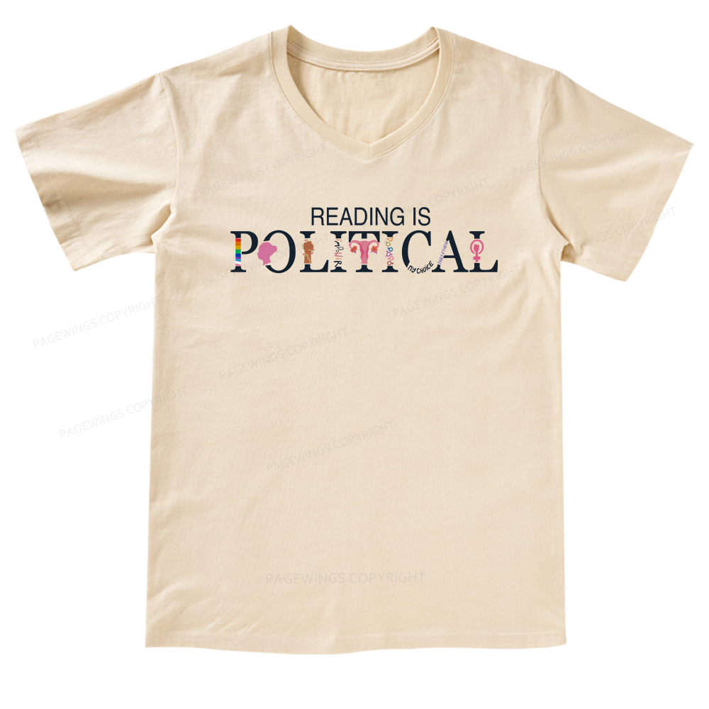 Pagewings Reading is Political Comfort Colors Fantasys V-neck T-shirt
