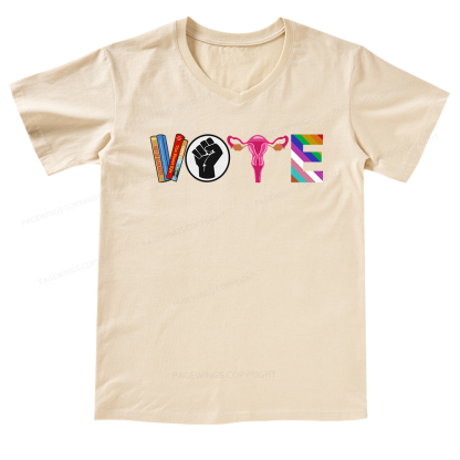 Pagewings VOTE Banned Books Tee V-neck T-shirt