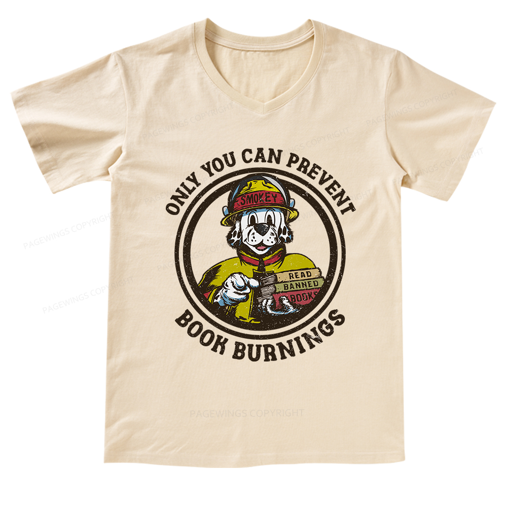 Pagewings Prevent Book Burnings  V-neck T-shirt